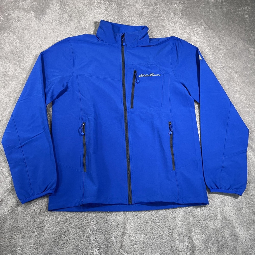 Eddie Bauer First Ascent Jacket Mens Small Blue SoftShell Full Zip Lightweight